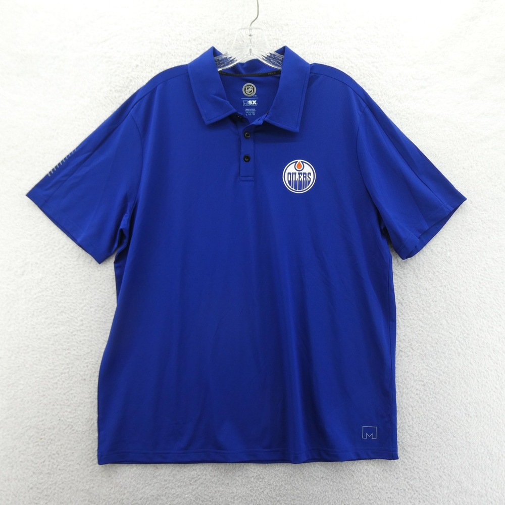 MSX Polo Mens Large Edmonton Oilers Blue‎ NHL Hockey Fan Apparel Shirt